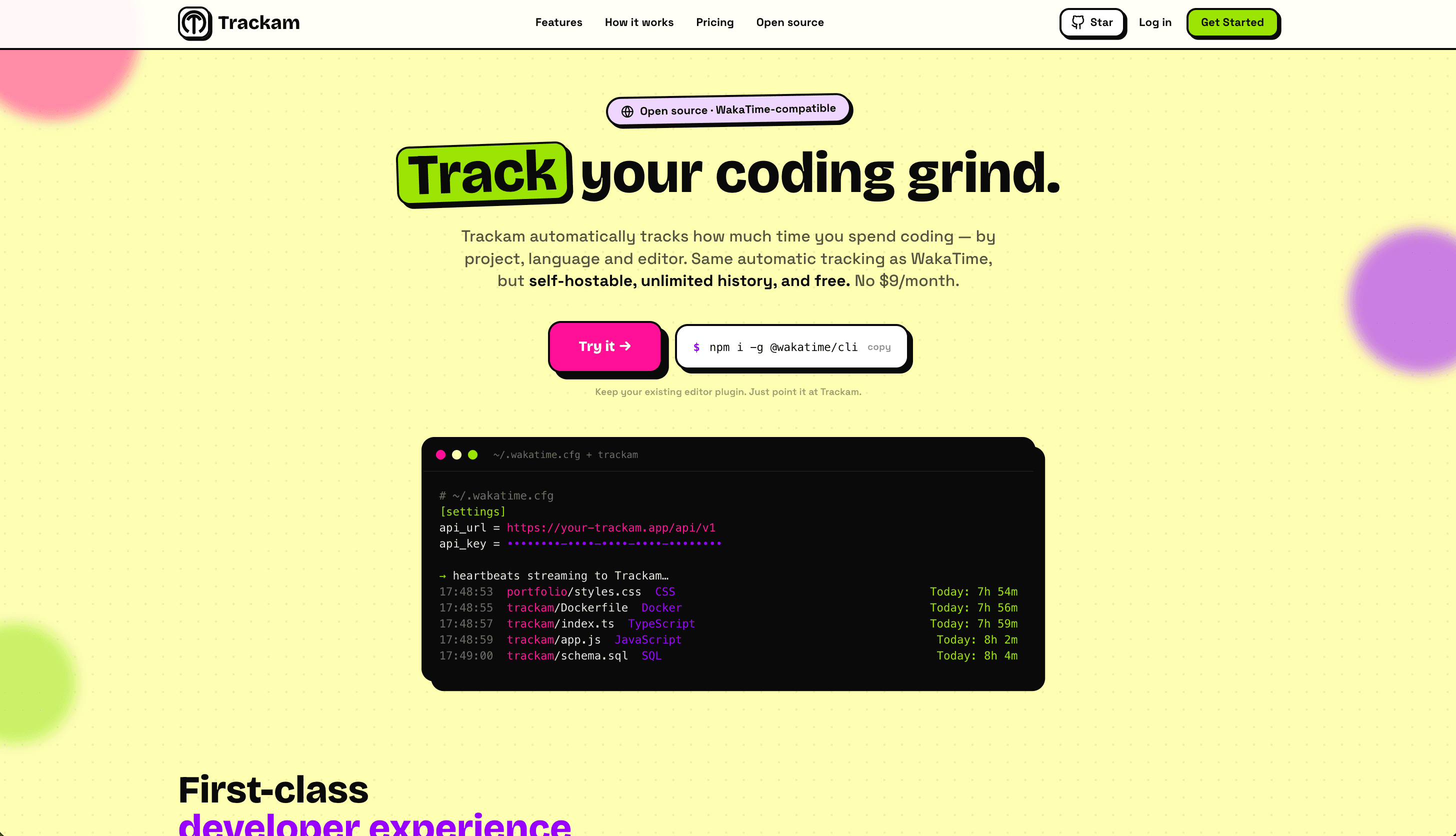 Trackam website preview